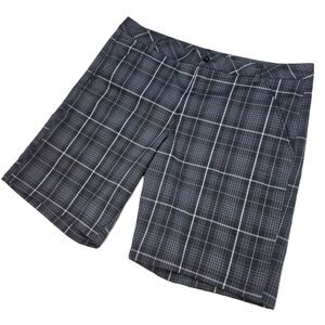 Fila Sport Golf Mens 40 Plaid Shorts Black Grey Check Performance Activewear